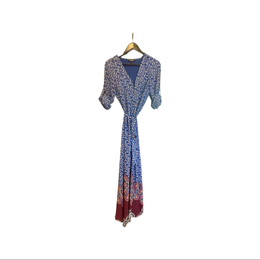 Blue, Bohemian Maxi Dress-XS